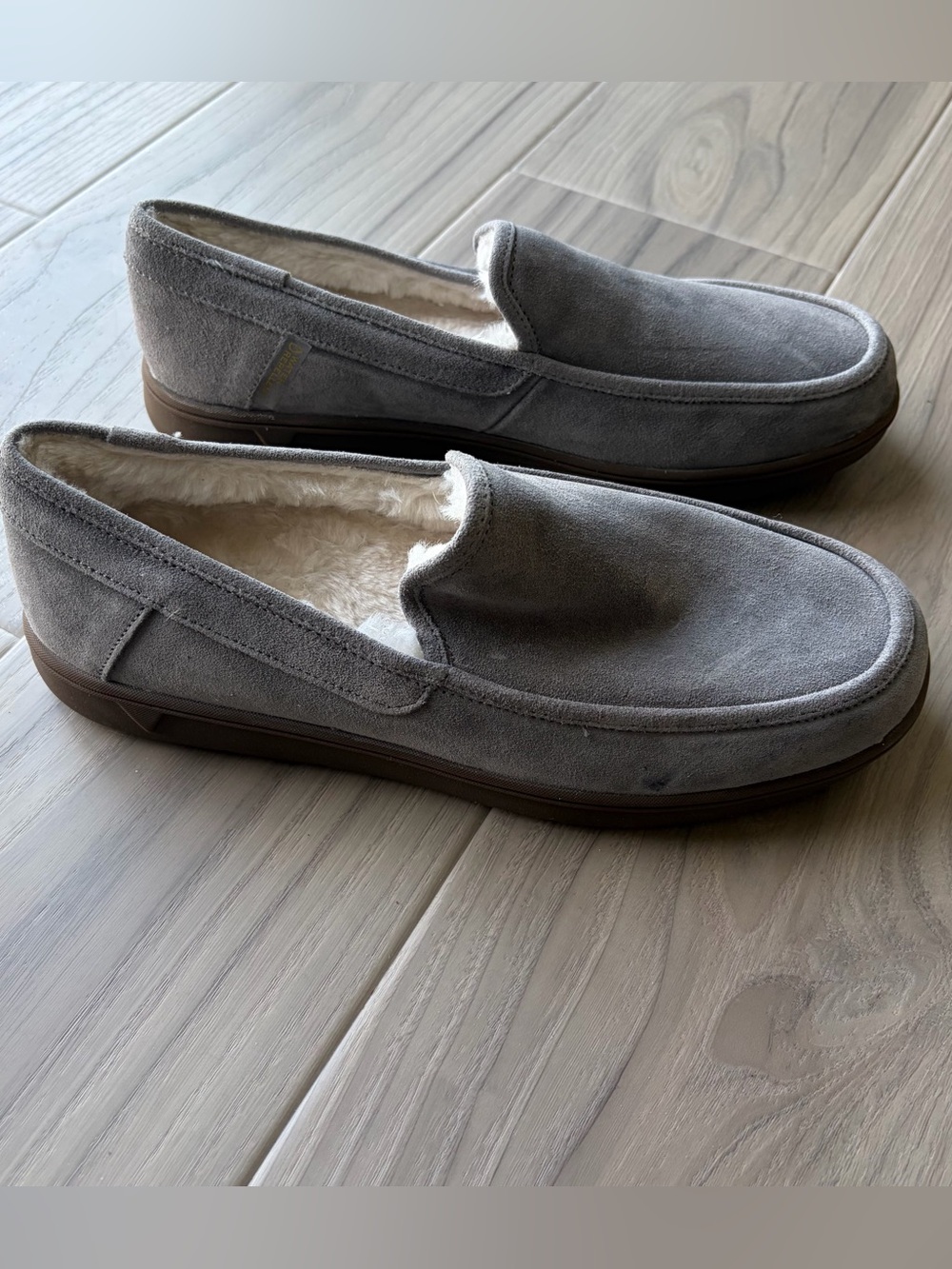 Vionic Men's Grey Suede Slip-On Loafers with Plush Lining